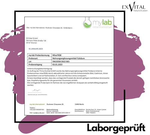 Folsäure Tropfen, 400 µg pro Tagesdosis - 50ml Flasche, SCHWANGERSCHAFT & IMMUNSYSTEM - 100% vegan, ohne Zusätze & laborgeprüft in Deutschland hergestellt