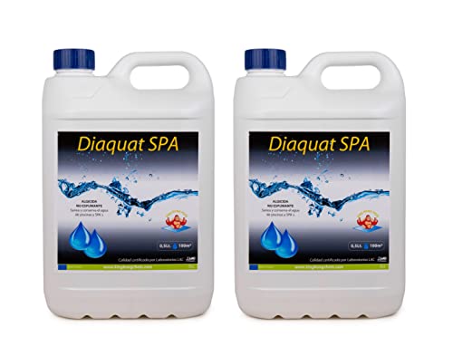 Pack 2 UDS - ALGICIDA ULTRACONCENTRADO no espumante DIAQUAT SPA 10 L (2x5 litros) - Efecto CLARIFICANTE de Larga duracion - Antialgas de acción rápida - Apto para Liner