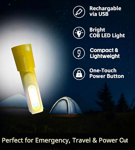 Image of Mini LED Rechargeable Torch Light with USB Charging | Portable 3-Inch Compact Flashlight for Travel, Power Cut & Outdoor Use | 3 Light Modes