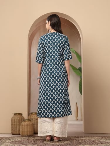 Image of Stylum Women's Pink Floral Printed Rayon A-Line Kurta