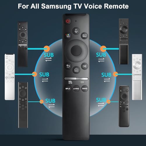 Image of KPDP Original Sammsung Voice Remote Compatible for Samsung Smart TV QLED UHD Frame Curved Solar 4K 8K Q60 Q70 Q80 Q90 8 Series 9 Series TU8000 AU8000 Voice Remote Control Replacement, Black