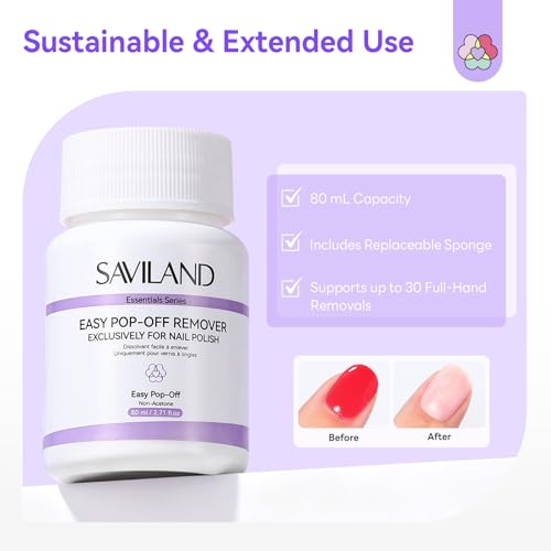 Image of SAVILAND Essentials Nail Polish Remover: Non Acetone Nail Polish Remover Pot Quick & Easy Pop-Off Exclusively for Regular Nail Polish Gentle Removal Beginner-Friendly Nail Care Tool 80 ML