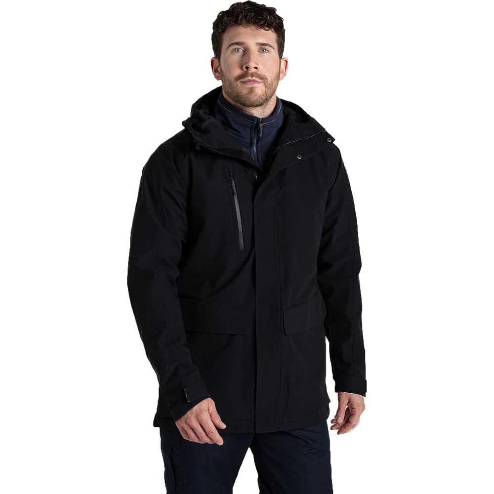 Craghoppers Unisex Expert Kiwi Pro Stretch Long Jacket Waterproof Shell, Black, XXXL