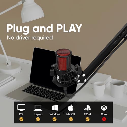 DIGIMORE USB Condenser Microphone Kit | 192kHz/24bit | BoomArm, Pop Filter, Mic Cover, Shock Mount, Tripod & 2.5M USB Cable | Podcasting, Gaming,... - Image 6