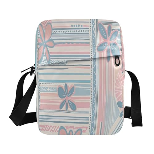 Boho Pink Blue Vintage Flowers small messenger bag for women Small Crossbody Bags Purse For Teens Adjustable Strap for Travel work
