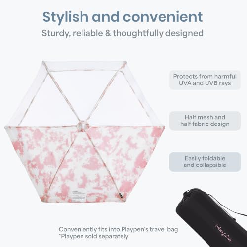Image of Dream On Me Onyx Playpen Canopy Top, Sun Shade that Blocks Up to 98% UVA /UVB Rays, Breathable Mesh, Removable Tent Top Accessory for Onyx Playpen, Blush Pink