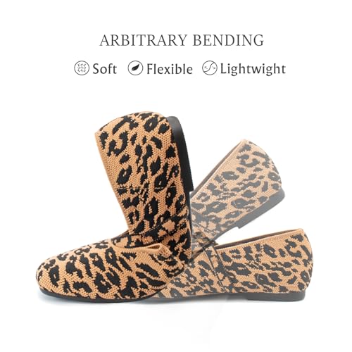 Image of Soesyi Knit Flats for Women Square Toe Flats Casual Ballet Flats with Ankle Strap,Mary Jane Shoes Women Comfortable for Dressy Office