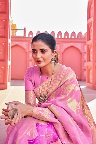 SWORNOF Womens Kanjivaram Banarasi Silk Saree Patola saree with Unstitched blouse piece 6 Yard