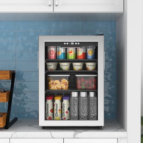 Image of KoolMore 17 Inch Beverage Refrigerator, 2.5 Cu. Ft. Fridge Cooler, 70 Can Glass Door Drink Fridge for Dorm, Bedroom, Office, Bar, Retail Display, ETL Listed