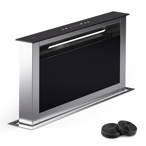Klarstein Cappa Aspirante Downdraft 60 cm – Cappa a Scomparsa Silenziosa per Cucina, 576 m³/h,...