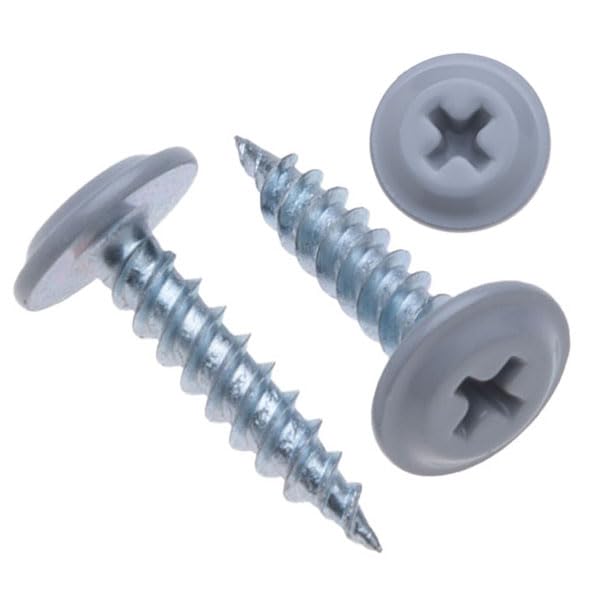 4.2mm x 19mm Self Tapping Phillips Screws for Sheet metal to Wood, Powder-Coated Window Grey (RAL 7040), Fine Thread, Sharp Tip, Wafer Head Screw, Galvanized, Indoor & Outdoor Use, 250 pcs