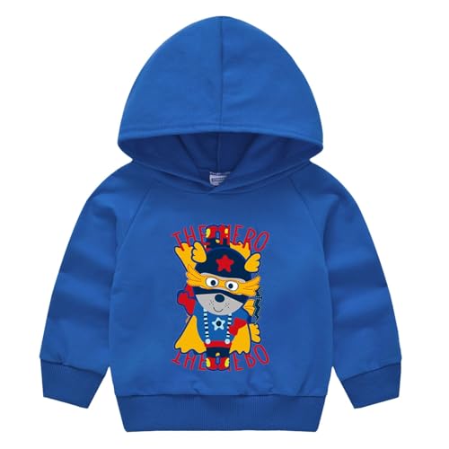 Kids Boys Cartoon Hooded Sweatshirts Fall Long Sleeve Thick Warmth Athletic Casual Tops Girls Fashion Cozy Pullovers