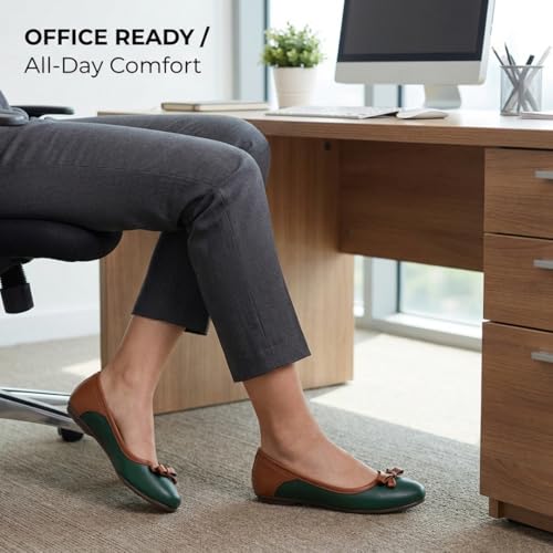 Image of Women's Bellies Bow Ballet Flats | Cushioned Ballerina Flats for Women | Belly Shoes in Pink, Beige & Green