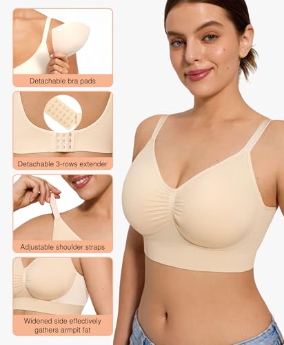 Wireless Bras for Women Supportive Bra for Large Breast Full Coverage Bra with Comfort Lift Sleep Bras3