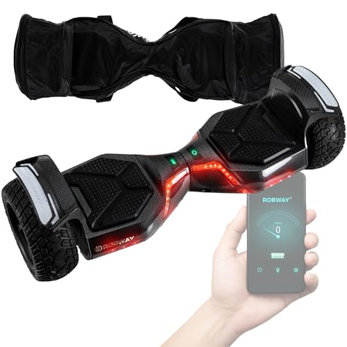 Robway X2 Hoverboard | 𝐃𝐀𝐒 𝐎𝐑𝐈𝐆𝐈𝐍𝐀𝐋 ® Hoverboards für Kinder Jugendliche & Erwachsene - APP Steuerung - 𝟮 x 𝟯𝟓𝟬 Watt Motoren - Self-Balance - Bluetooth (X2 Carbon, Offroad)
