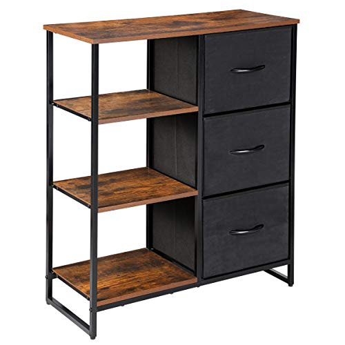 Cheapest 🛒 Kamiler Fabric Drawers Dresser with Shelves,Storage Tower Unit Organizer Bedroom Storage Cabinet,Entryway,Hallway,Living Room,Kitchen(Rustic Brown) Limited Stock Kamiler Fabric Drawers Dresser with Shelves,Storage Tower Unit Organizer Bedroom Storage Cabinet,Entryway,Hallway,Living Room,Kitchen(Rustic Brown)