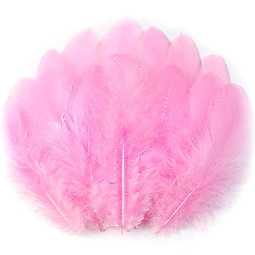Soarer Pink Feathers for Crafts - 300pcs 3-5inch Craft Feathers Bulk for Wedding Home Party Dream Catcher Supplies and DIY Crafts(LightPink)