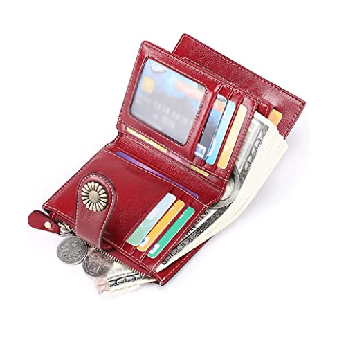 Wallet Women's Leather Wallet Fashion Short Student Card Holder Multifunction Business Coins Pocket Mini Coin Purses Tear-Resistant,Pink,10x12.5cm4