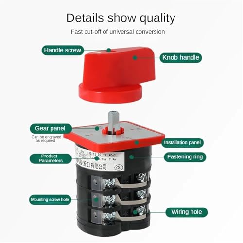Interruptor de cambio LW5-16 rotativo de 4 posiciones y 1 polo 16A 4