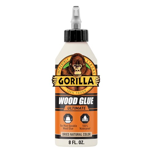 Gorilla Ultimate Waterproof Wood Glue, 8 Ounce, Natural Wood Color, (Pack of 1)