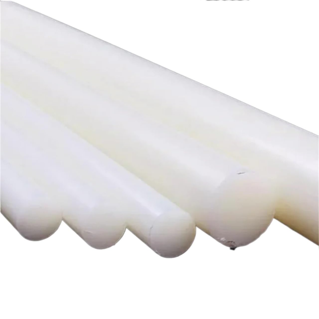 Nylonowy biały okrągły pręt | 3-30 mm x 100-500 mm Zastosowanie przemysłowe: Łożyska Rolki Przekładnie Inżynieria Żywność