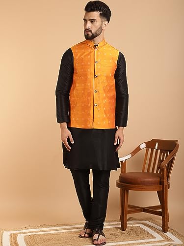 Image of SOJANYA (Since 1958 Men's Silk Blend Kurta Pyjama & Nehru Jacket Combo