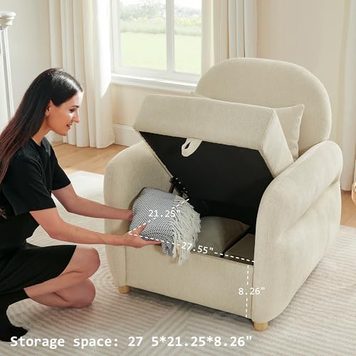 Sillón Plegable Chenille Beige miniatura 5