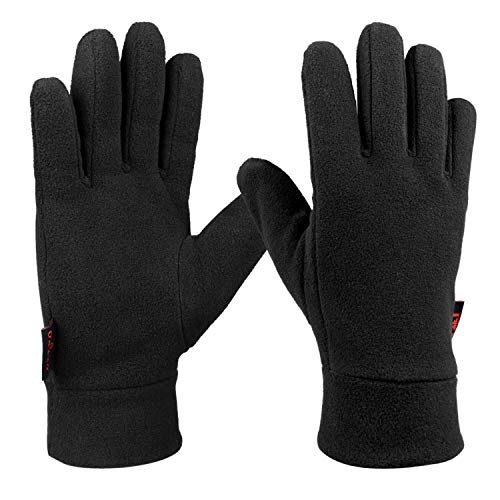 OZERO Thermohandschuhe für Damen und Herren, Polar-Fleece Winterhandschuhe zum Radfahren & Laufen & Fahren, Schwarz, L