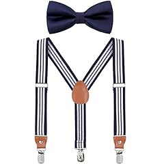 Navy Blue White Strip+ Navy Blue Bowtie