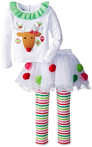 Mud Pie Little Girls' Reindeer Pom Pom Tutu Set