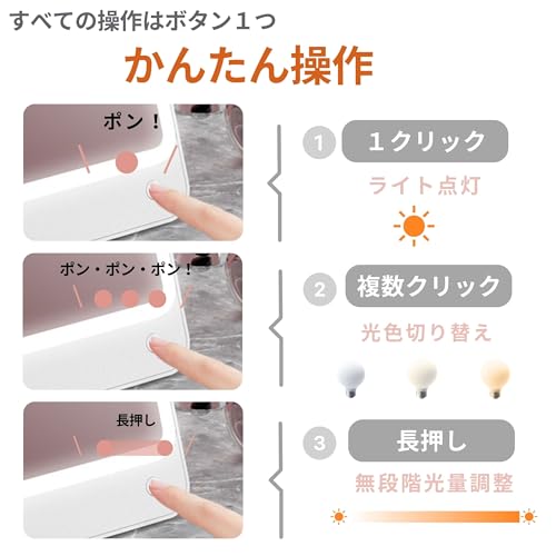 PRIDEMII シンプル・軽量LEDミラー PRIDEMII090W2 の商品画像 5