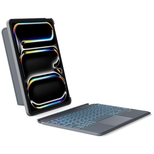 Inateck Keyboard Case for iPad Pro 11 inch (M4) 2024 Detachable Keyboard for iPad Pro 11 inch (M4) 2024 7-Color Backlight with Trackpad Vertically/Horizontally KB04111-11 (Gray)