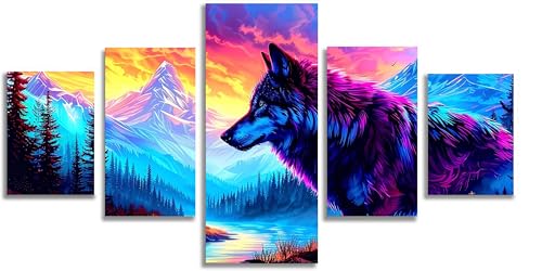 Diamond Painting Loup Mefooge 5 Pack Kit Complet Broderie Diamant XL 225x110cm Paysage F693