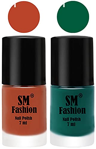 Image of Long Lasting Nail Polish | Nail Paint Combo 7 ml Each) - Set of 2 Light Coral-Green