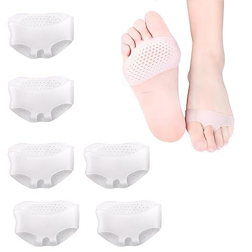 Almohadilla Metatarsiano,Almohadillas para Pies,3 Pares Almohadilla Metatarsal de Silicona,Separadores Dedos del Pie,Reutilizables Fabric Forefoot Pads,Prevención Alivio Dolor