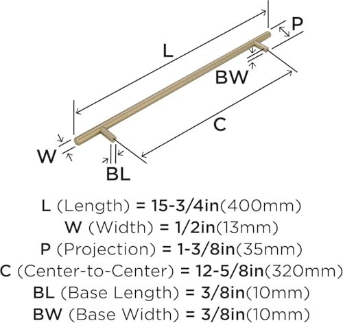 Image of Amerock 12-5 /8 inch Bar Pulls Golden Champagne Drawer Pull | 12-5 /8 inch (320mm) Center-to-Center Mounting Distance and 15-3 /4 inch Overall Length, Durable Carbon Steel Cabinet Hardware