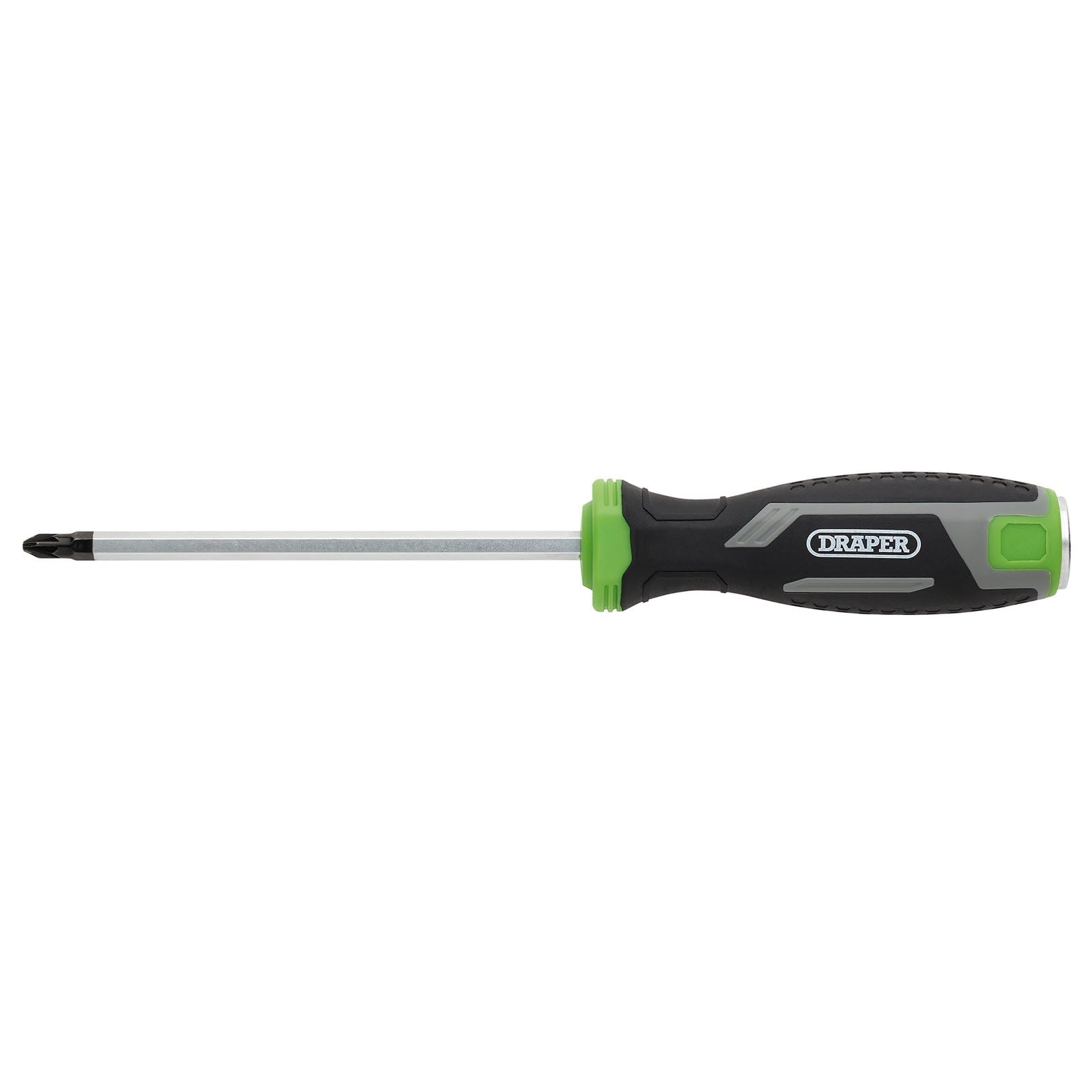Draper Pound Thru Pozi Soft Grip Screwdriver, PZ2 x 125mm - 13452 - Magnetic Tip, CRV Blade, Grey and Black - Image 2
