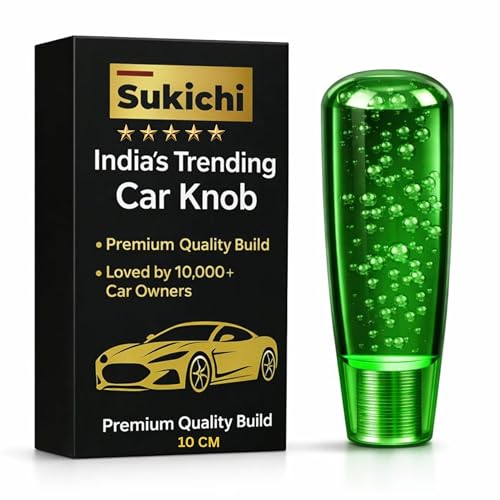 Image of Sukichi 10 cm Premium Car Gear Knob | Universal Fit with Screw Adapters | Stylish Bubble Design Gear Shift Knob | Easy 2-Minute Installation | Interior Custom Accessory (10 cm Bubble, Green)