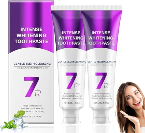 7 Pro Starke Zahnaufhellungs-Zahnpasta 2Stück Intense Whitening 7 Pro Intensive Zahnaufhellung Zahnpasta Frischer Atem Gesundes Zahnfleisch Sanfte Formel für weißere Zähne & Frischen Atem