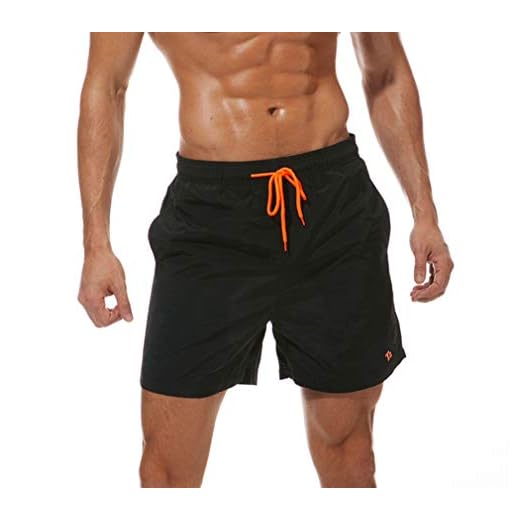 Tansozer Badeshorts Herren Badehose Herren Shorts Kurze Hosen Herren Schnelltrocknend Schwimmhose Männer Boardshorts mit Kordel Schwarz M