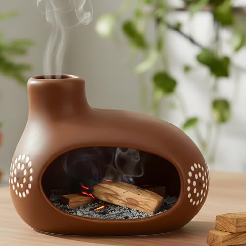 Palo Santo Holder Chimney Palo Santo Burner Ceramic Incense Holder with Ash Catcher for Yoga Meditation Home Fragrance & Cleansing Burning Palo Santo Sticks Cone Incense Resin Sage