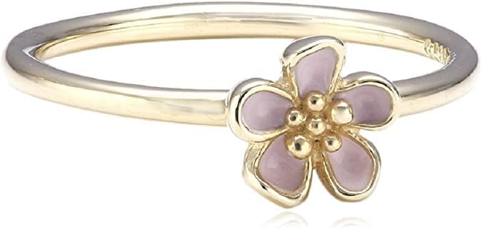 PANDORA Cherry Blossom Stackable Ring, Pink & 14K Gold 150174EN40