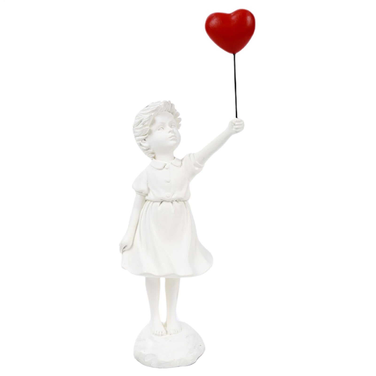 Figurine de fille avec ballon en résine à collectionner pour offrir