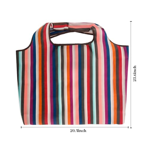 GOPHRALOVE Reusable Grocery Bag 2 Packs Large Washable Foldable Eco Friendly Nylon Heavy Duty Fits in Pocket Shopping Tote Bag (New Rainbow)