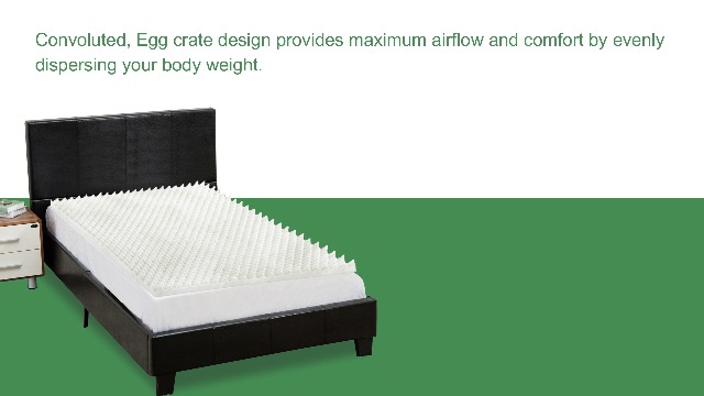 Mayton Convoluted Egg Shell 1-inch Breathable High-Density Foam Bed Topper | Makes Mattresses Comfortable and Relaxing, Provides Faster Pain Relief and Orthopedic Beneficial Support, Twin, White