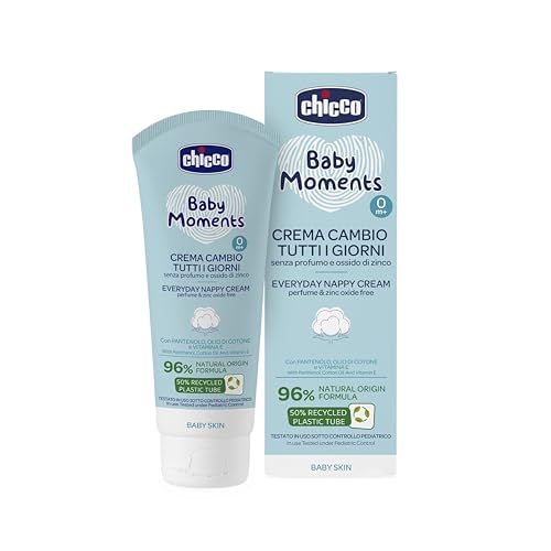 Chicco Baby Moments Everyday Crème pour couches 200 ml, fabriquée à partir de 96% d'ingrédients naturels, sans parfum, testée dermatologiquement,...