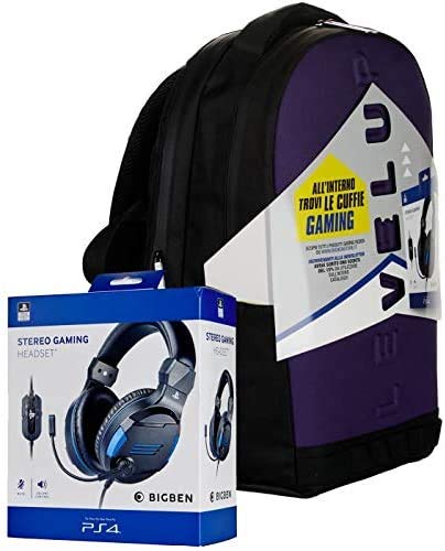 Level Up Zaino Scuola Viola Rotondo con Cuffie Gaming 32x42x17 cm + Omaggio Penna Colorata