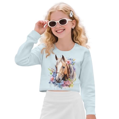 Long Sleeve Shirts for Girls Crewneck Comfortable Little Girls Sweatshirt Graphic Breathable Workout