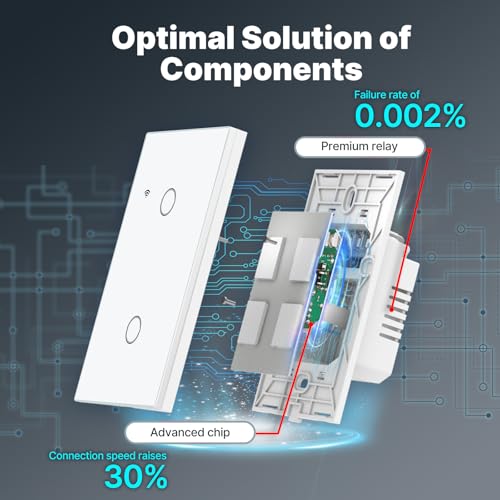Moes WS-DL-US2-RFW 2Nd Generation Smart Touch Wall Switch, 2.4Ghz Wi-Fi Single Fire Single Pole Switch, No Neutral Wire Required thumb #2