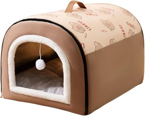 Eiuuioj 犬用ベッド、ペットベッド、冬用ペットハウス、小型犬〜中型犬用、室内猫用ベッド、洗える、猫用ハウス、ドーム型、暖かい、犬用ハウス、滑り止め、傷防止、犬猫用、ふわふわ、暖かい、柔らかい、毛並みが良い、かわいい、ペット用品 (L:50*40*35
